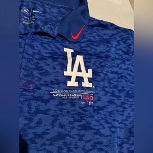 Nike dri-fit Royal Blue Dodgers Polo with Red Swoosh